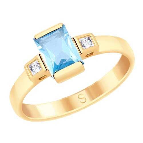 Кольцо женское SOKOLOV из золота с топазом и Swarovski Zirconia 715210 р.18 в Канцлер